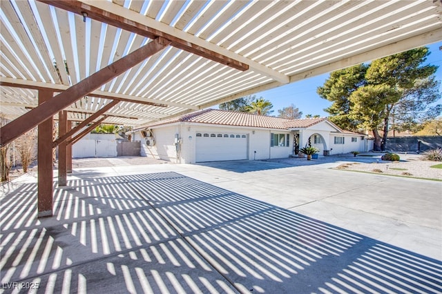 exterior space with a garage