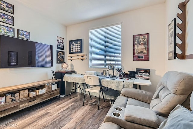 office area with wood finished floors