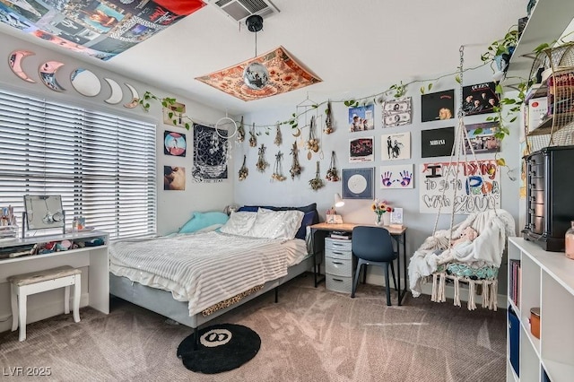 carpeted bedroom with visible vents