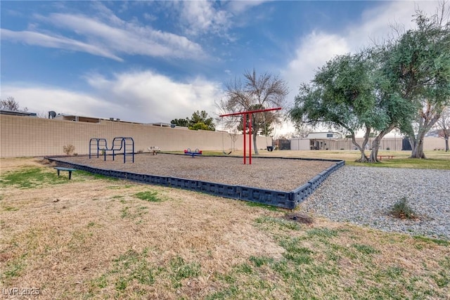 view of play area with a lawn