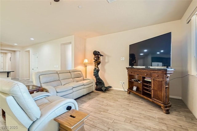 living room featuring light hardwood / wood-style floors