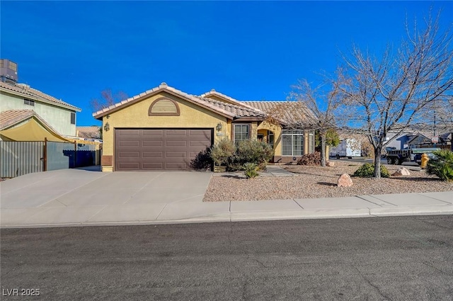 single story home with a garage