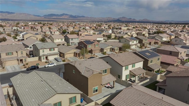 drone / aerial view featuring a mountain view