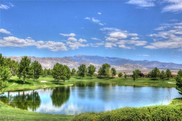 property view of water featuring a mountain view