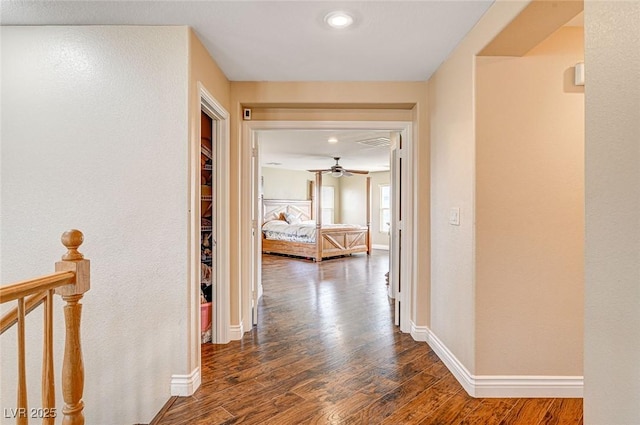 hall with dark hardwood / wood-style flooring