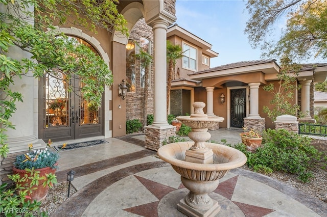 entrance to property with french doors