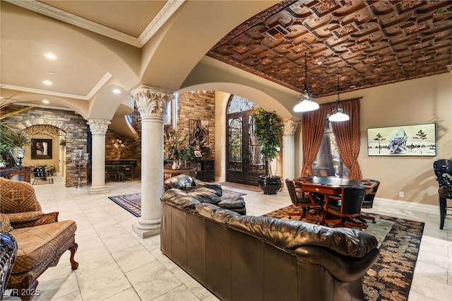 609 China Doll Pl, Henderson, NV 89012 - living room featuring ornate columns and ornamental molding