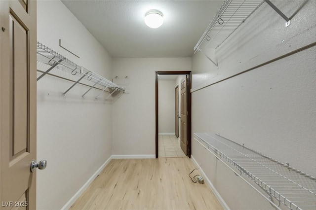 spacious closet with light wood-type flooring