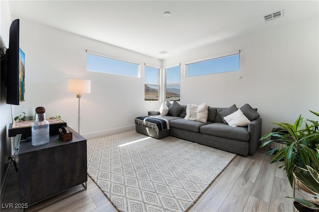 living room with light hardwood / wood-style floors