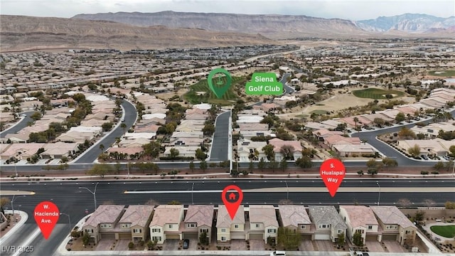 aerial view with a residential view and a mountain view