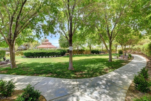 view of home's community featuring a gazebo and a lawn