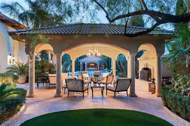 view of patio / terrace featuring a gazebo