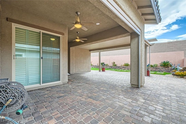 view of patio / terrace with ceiling fan