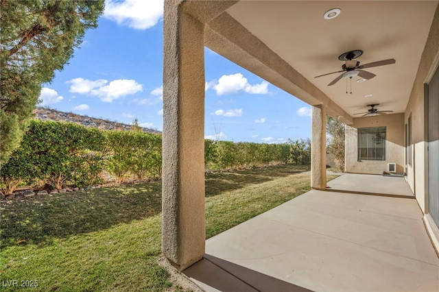 view of patio / terrace with ceiling fan