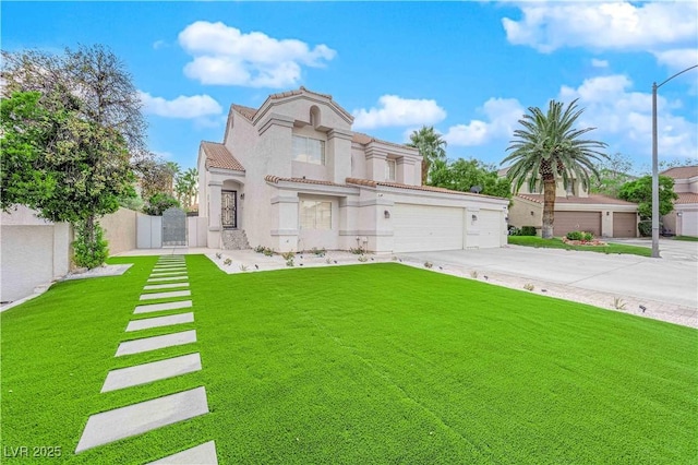 mediterranean / spanish-style house featuring a front lawn