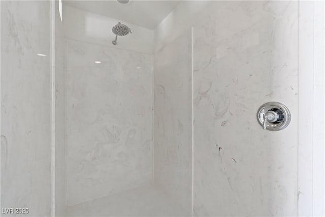 details with a tile shower