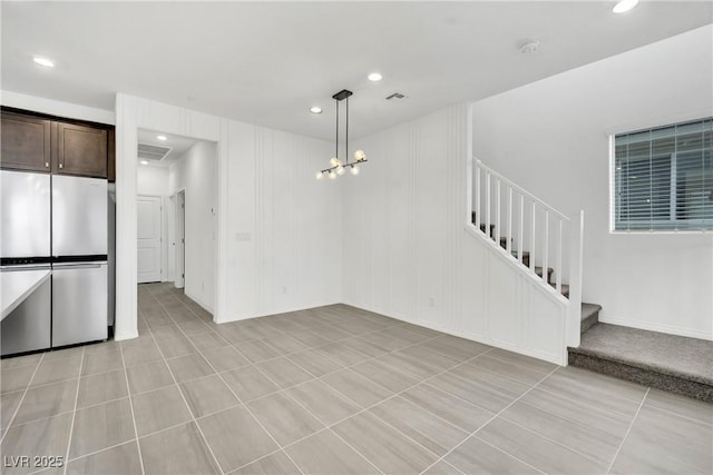 interior space featuring light tile patterned flooring