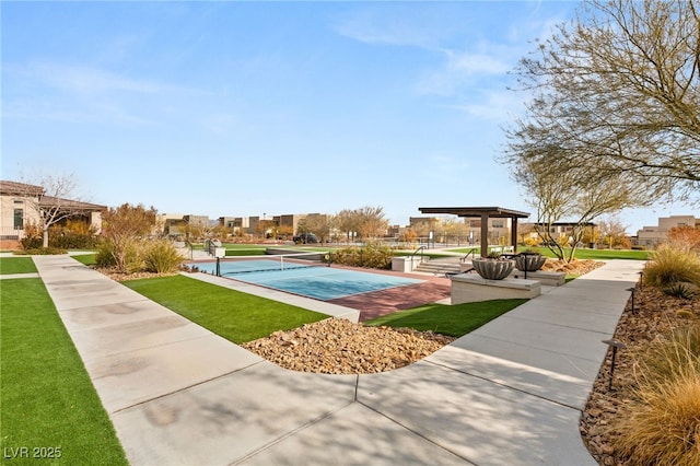 view of home's community featuring a lawn