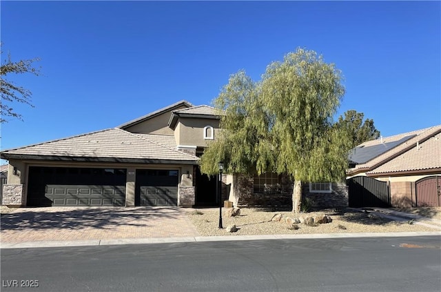 view of front of house with a garage