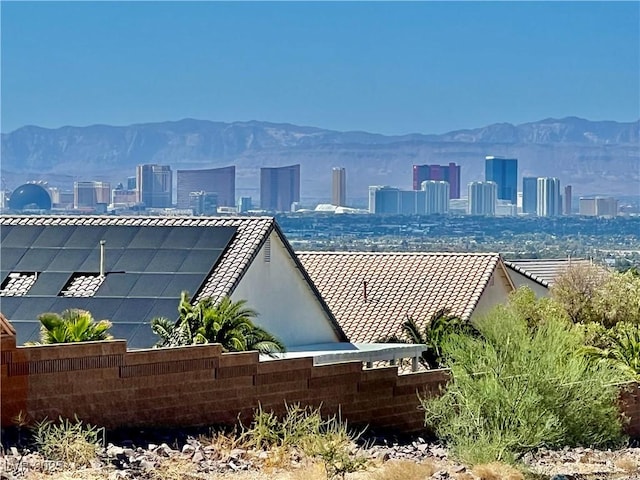 exterior space featuring a mountain view