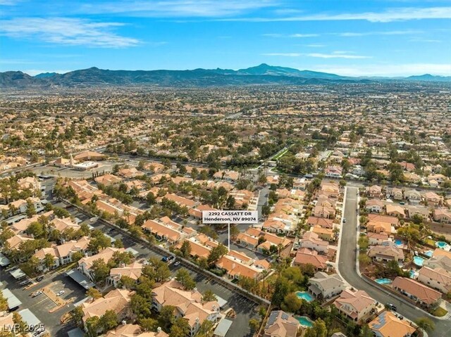 drone / aerial view with a mountain view