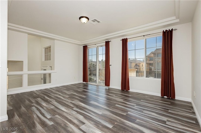 unfurnished living room with dark hardwood / wood-style floors