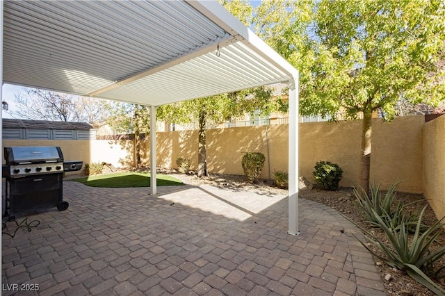 view of patio featuring area for grilling