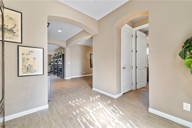 hall featuring light wood-type flooring