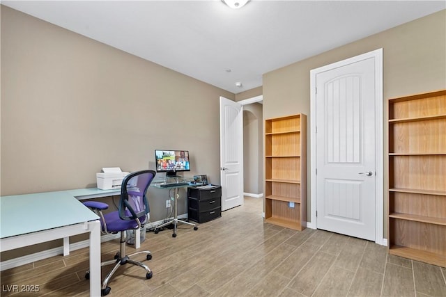 office area featuring wood-type flooring