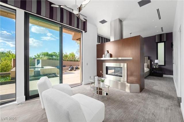 living room featuring a wealth of natural light