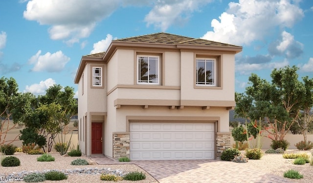 view of front of house with a garage