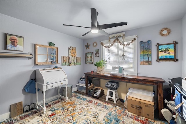 misc room featuring ceiling fan