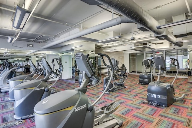 gym with carpet floors