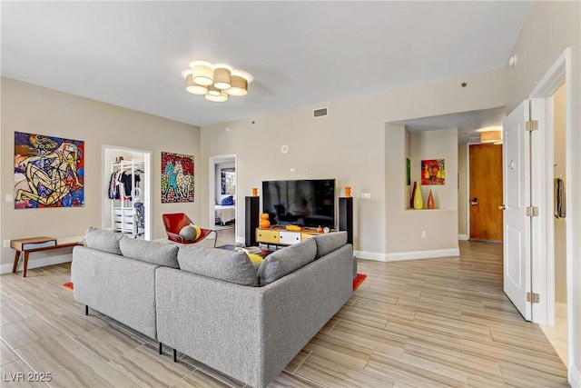 living room featuring light hardwood / wood-style floors