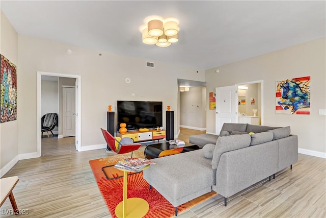 living room with light wood-type flooring