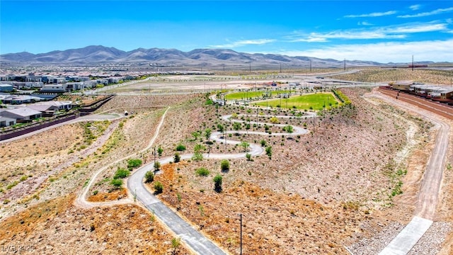 bird's eye view featuring a mountain view