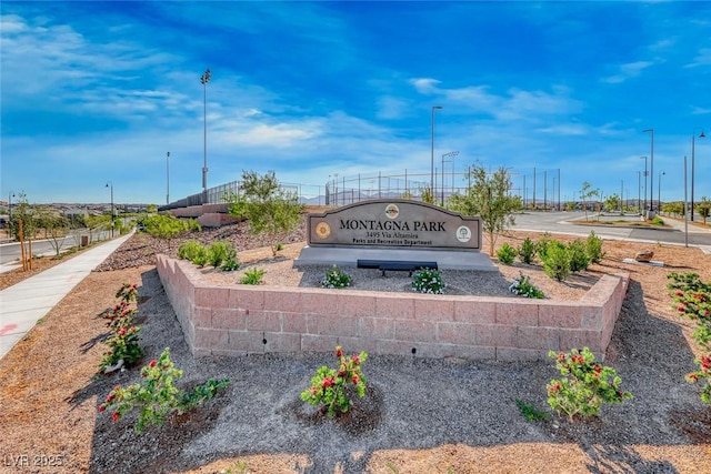 view of community sign