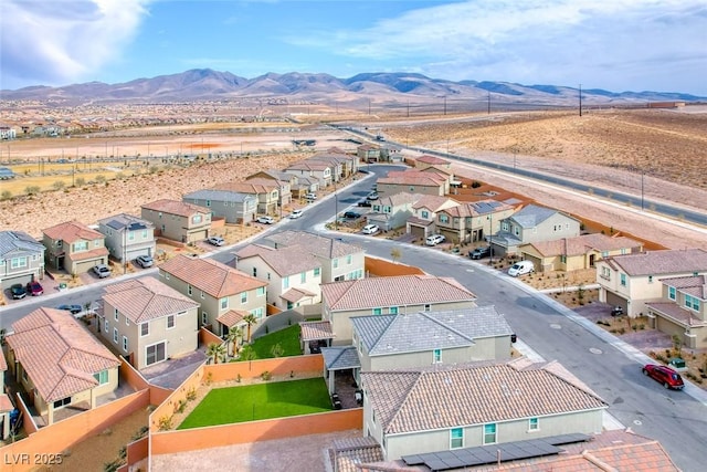 aerial view with a mountain view