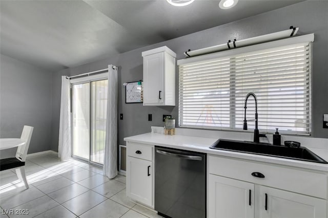 kitchen featuring white cabinetry, sink, a wealth of natural light, and dishwasher