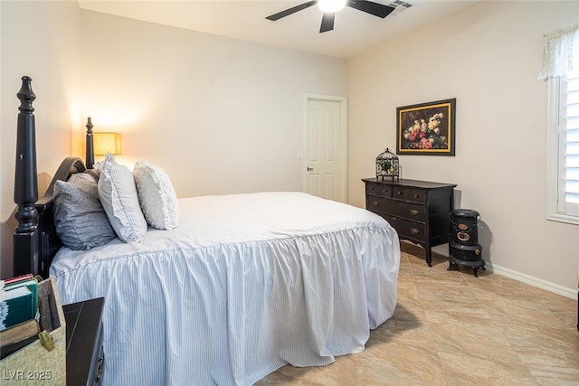 bedroom featuring ceiling fan