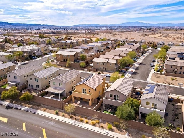 drone / aerial view with a mountain view and a residential view