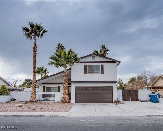 view of front property with a garage