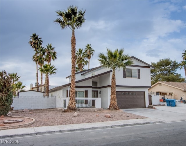 view of front property with a garage