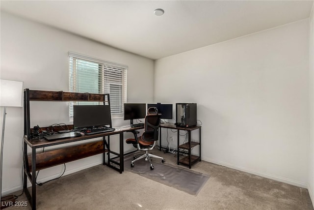 view of carpeted home office