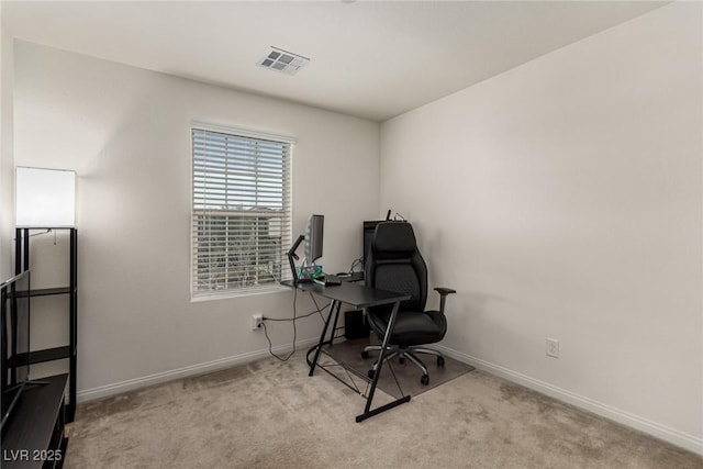 view of carpeted office space