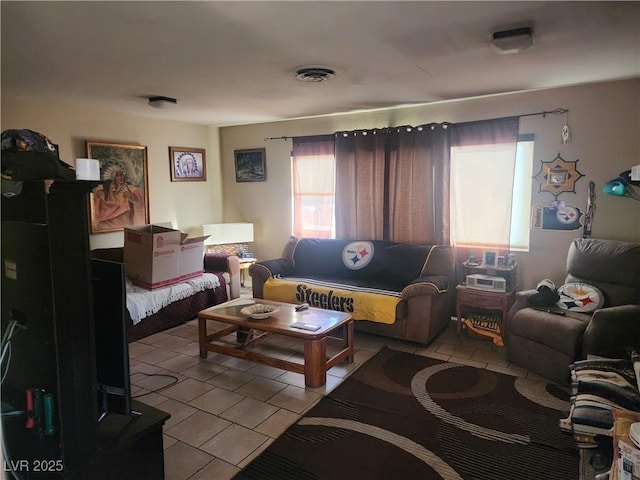 view of tiled living room