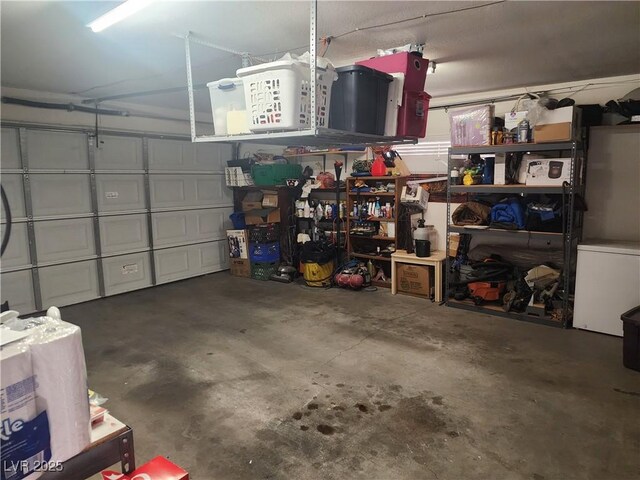 garage featuring fridge