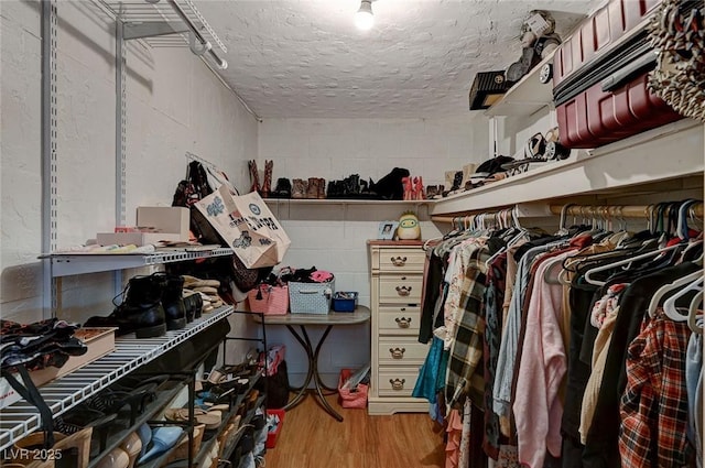 walk in closet featuring hardwood / wood-style floors