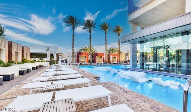 view of pool with a patio area