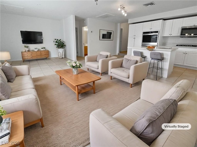 view of tiled living room